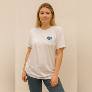Wander Spirit Tee Support Ukraine Graphic White Yellow Blue Oversized Co…​​